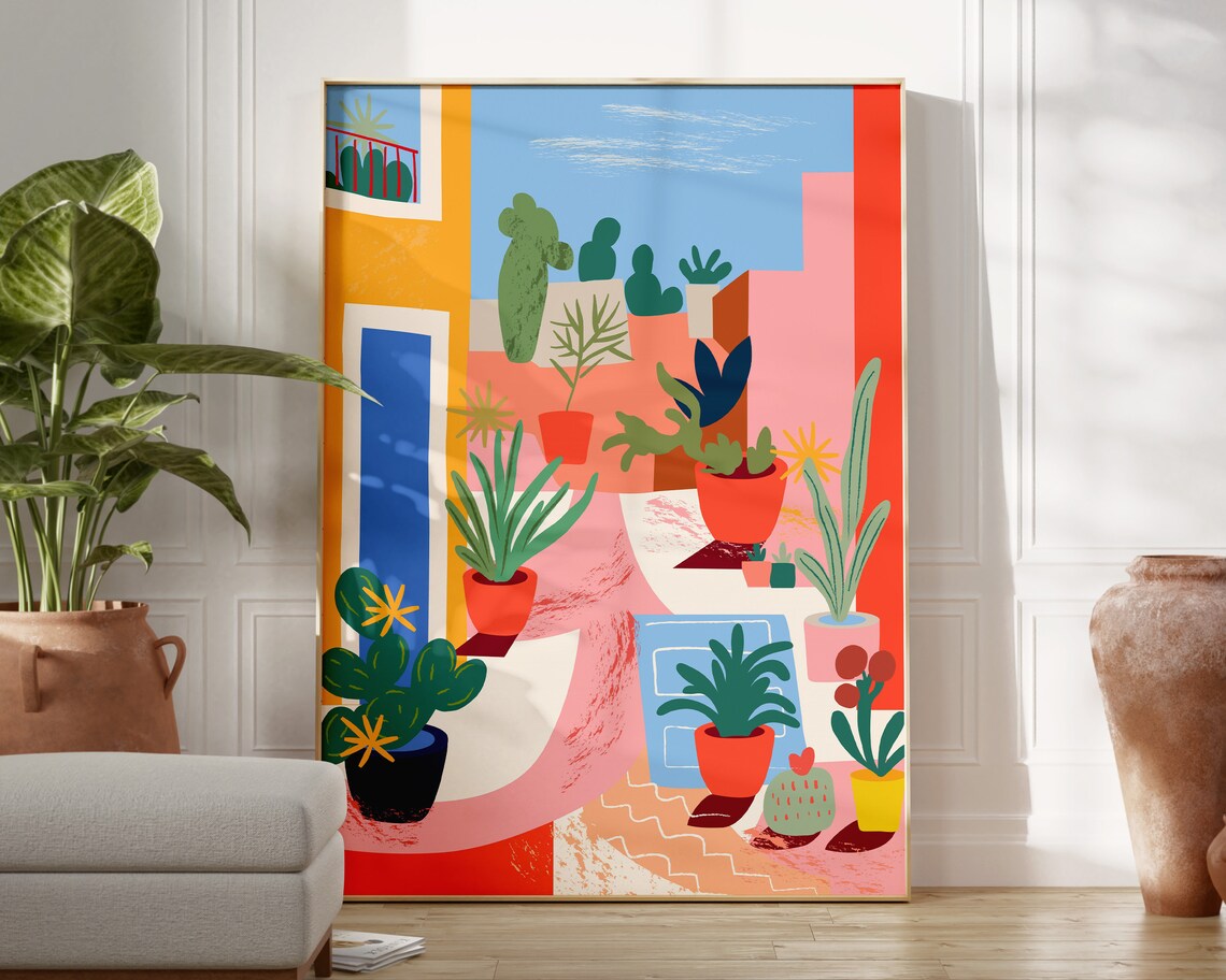 Retro Flower Print, Botanical Plant Poster