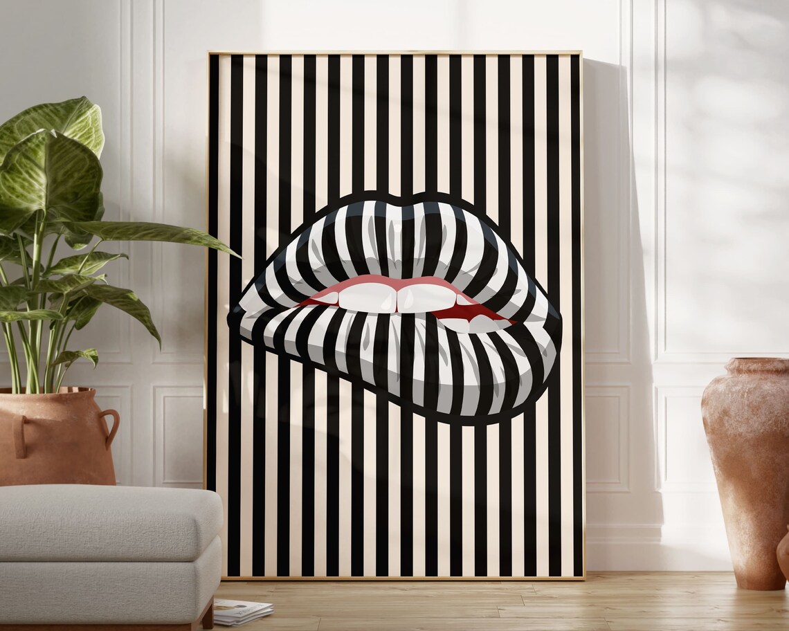 Kiss Lips Funky Art Print, Makeup Wall Art - Image 2