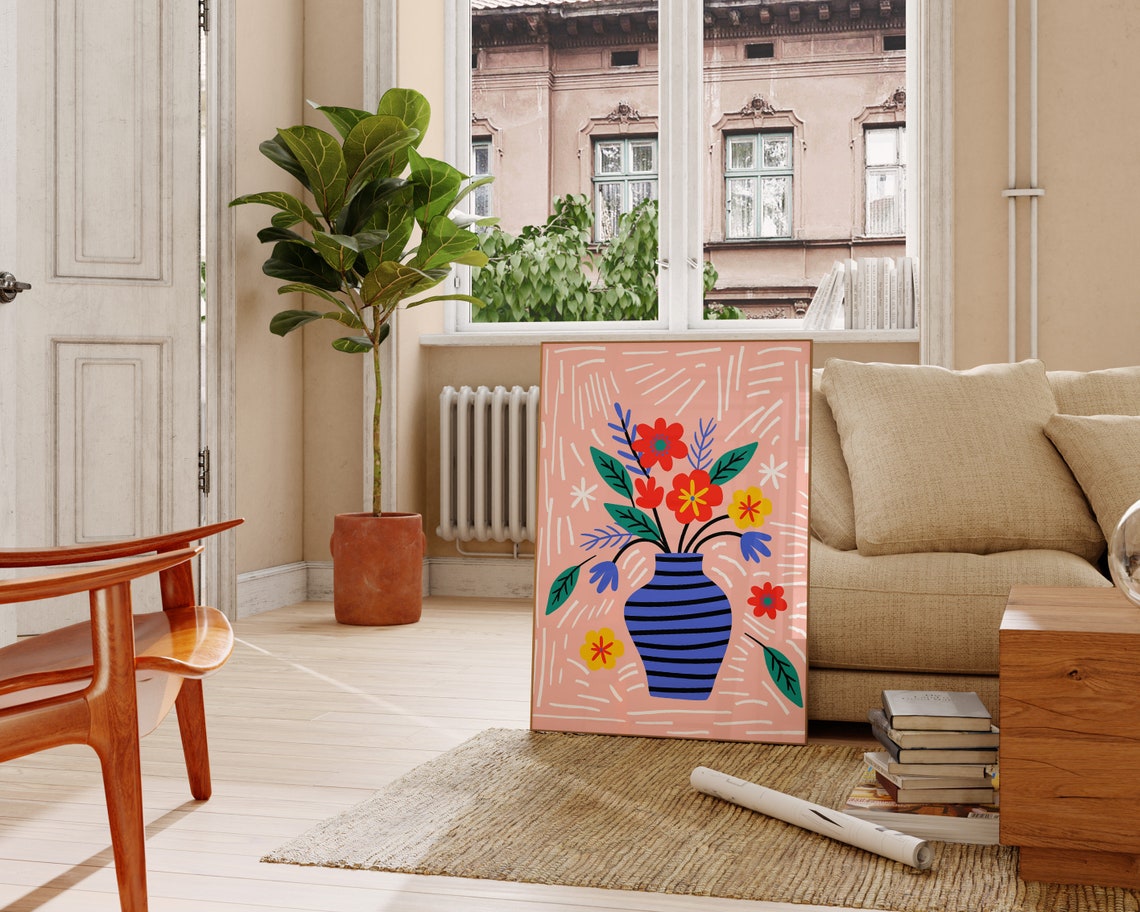 Flower Art Print Flowers Vase Poster Flower Bouquet Art Print Botanical Wall Art Flower Prints Flower Poster Flower Market Print