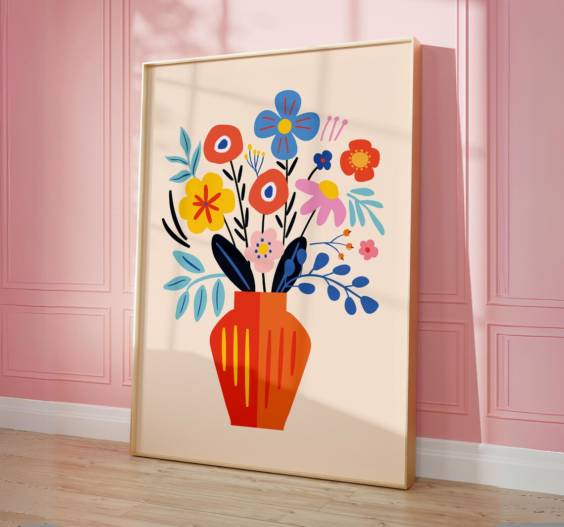 Flower Bouquet Poster, Botanical Wall Art Print