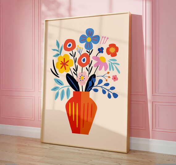 Flower Bouquet Poster, Botanical Wall Art Print
