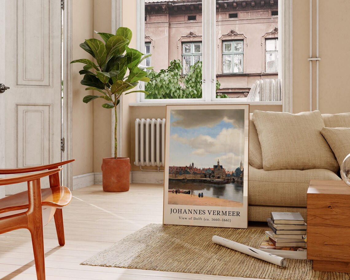 Johannes Vermeer View of Delft 1660 Dutch Harbor Cityscape Art Poster - Image 2