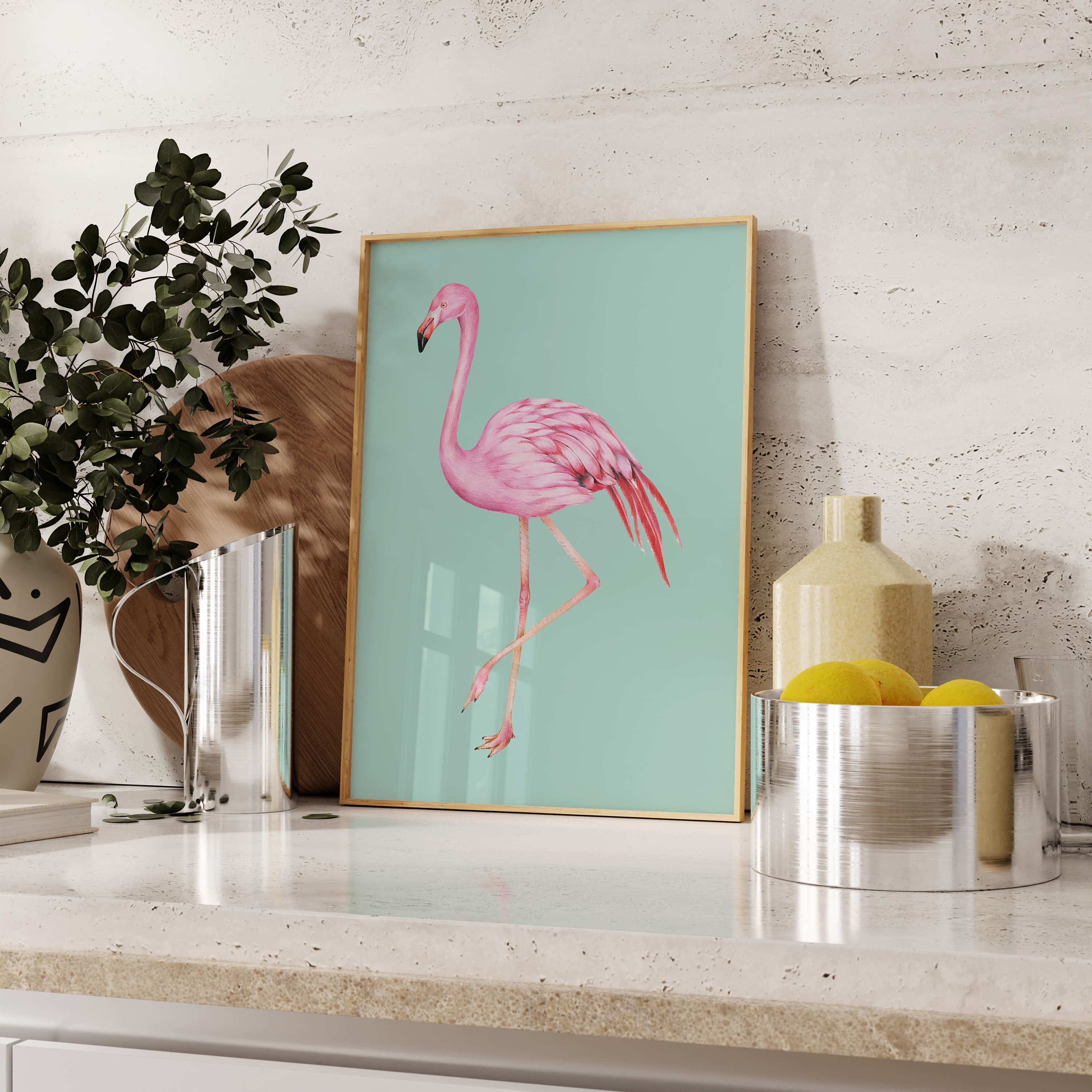 Flamingo Poster Print, Retro Animal Wall Art - Image 2