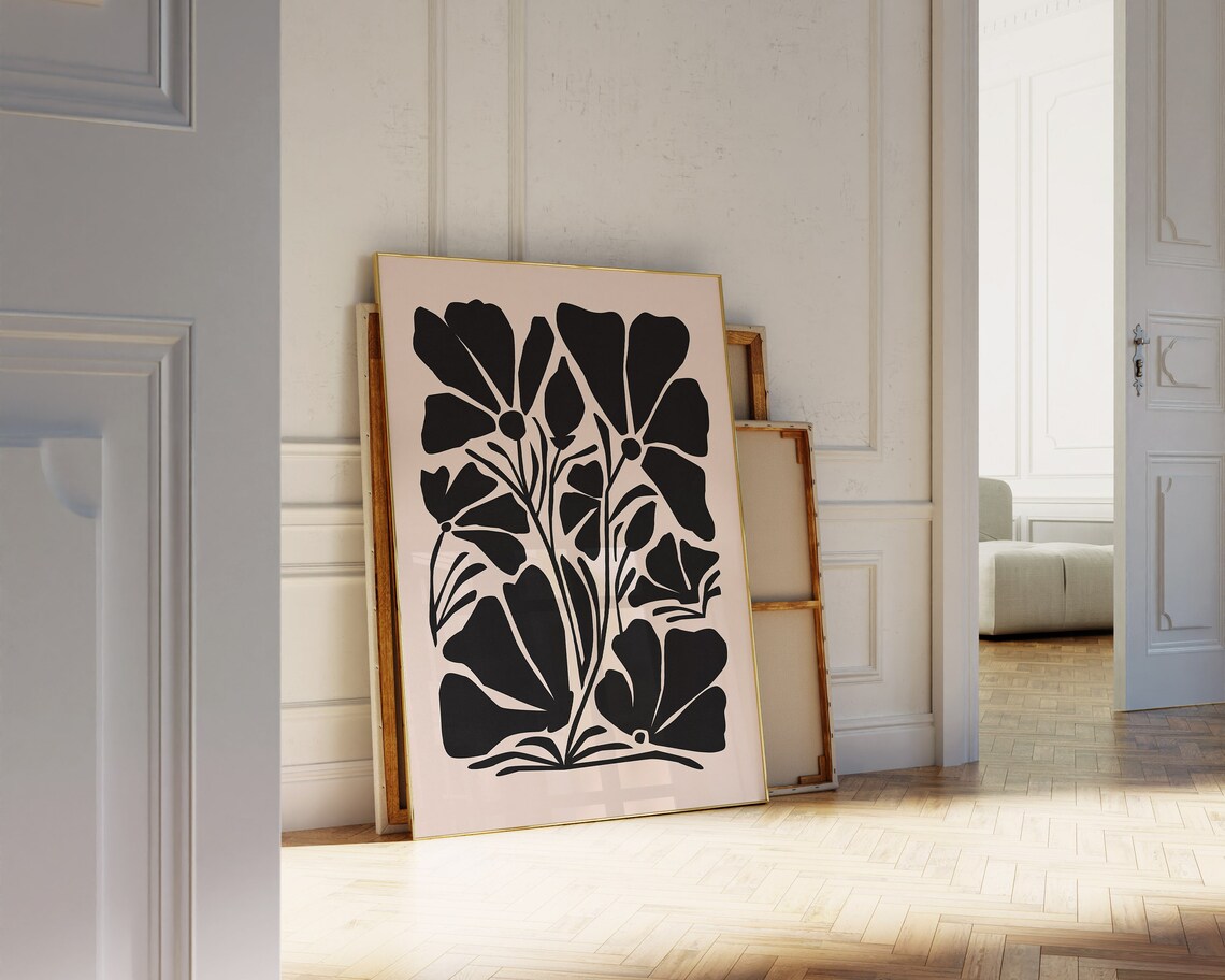 Abstract Botanical Art Print, Moody Matisse-Inspired