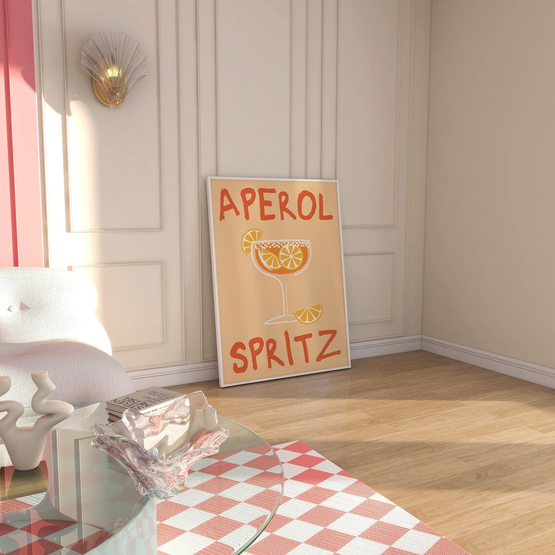 Aperol Spritz Orange Cocktail Glass Illustration Trendy Kitchen Bar Poster - Image 2