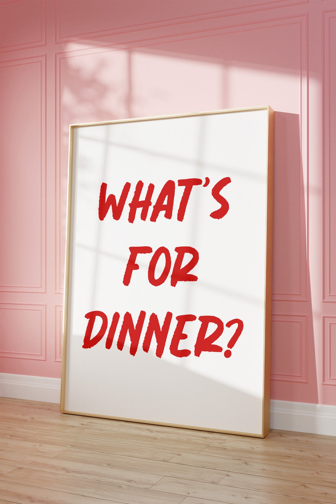 What's For Dinner Red Handwritten White Kitchen Wall Art Print - Image 4