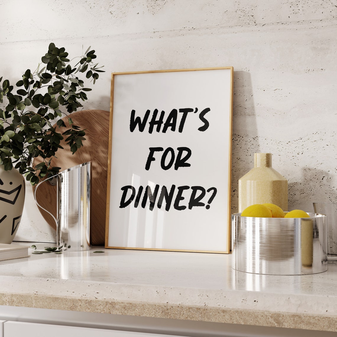 What's For Dinner Black Handwritten Cream Kitchen Wall Art Print - Image 6