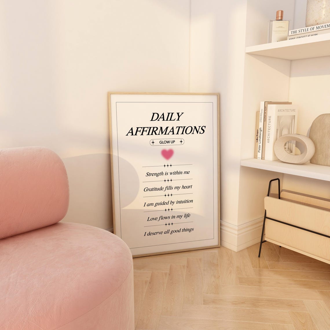 Personalised Daily Affirmations Glow Up Custom Quote Wall Art - Image 4