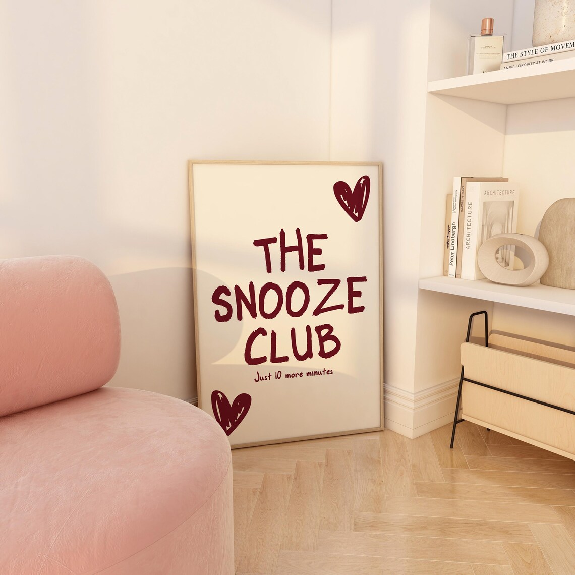 The Snooze Club Just 10 More Minutes Burgundy Bedroom Poster - Image 3