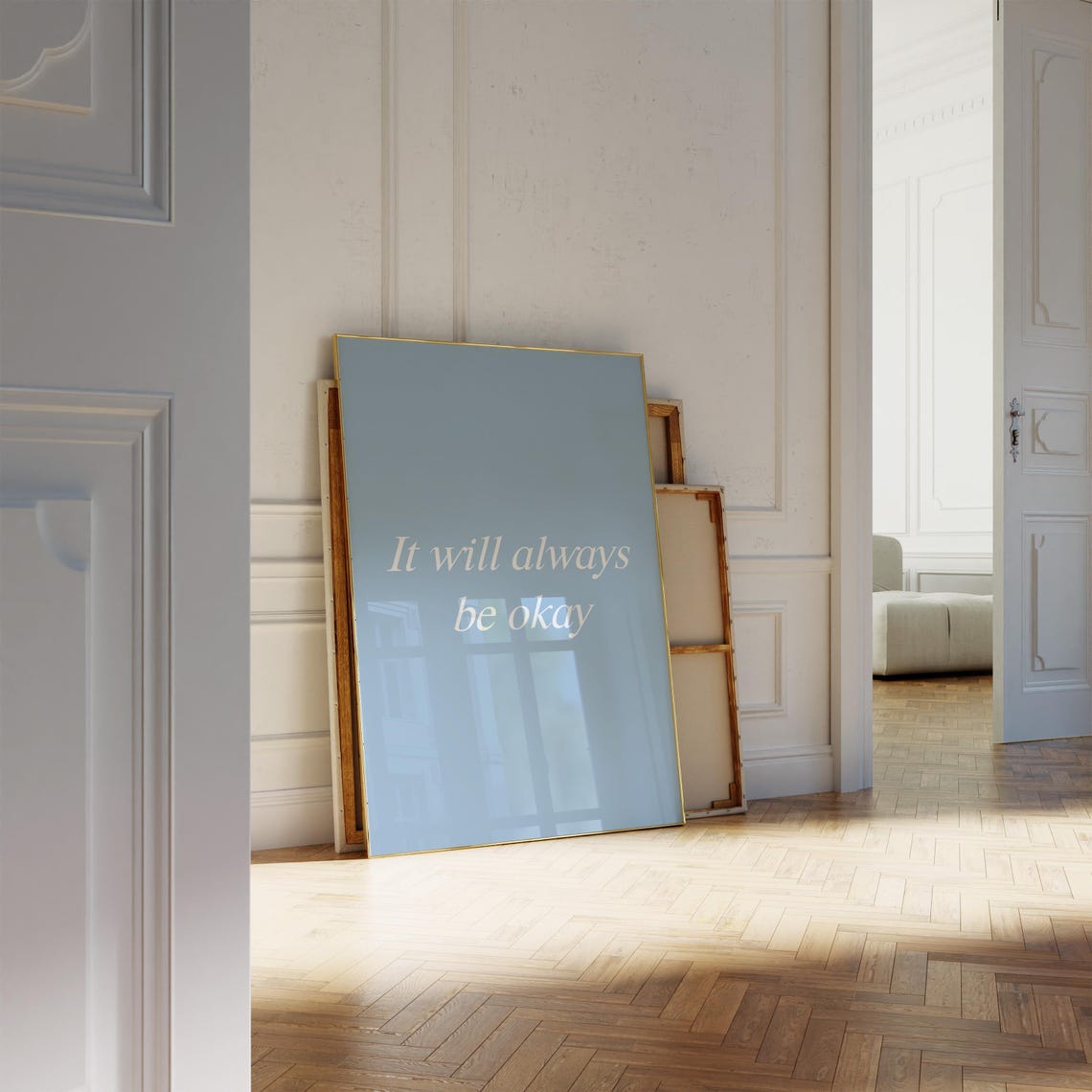 It Will Always Be Okay Dusty Blue Minimal Calming Reassurance Poster - Image 4