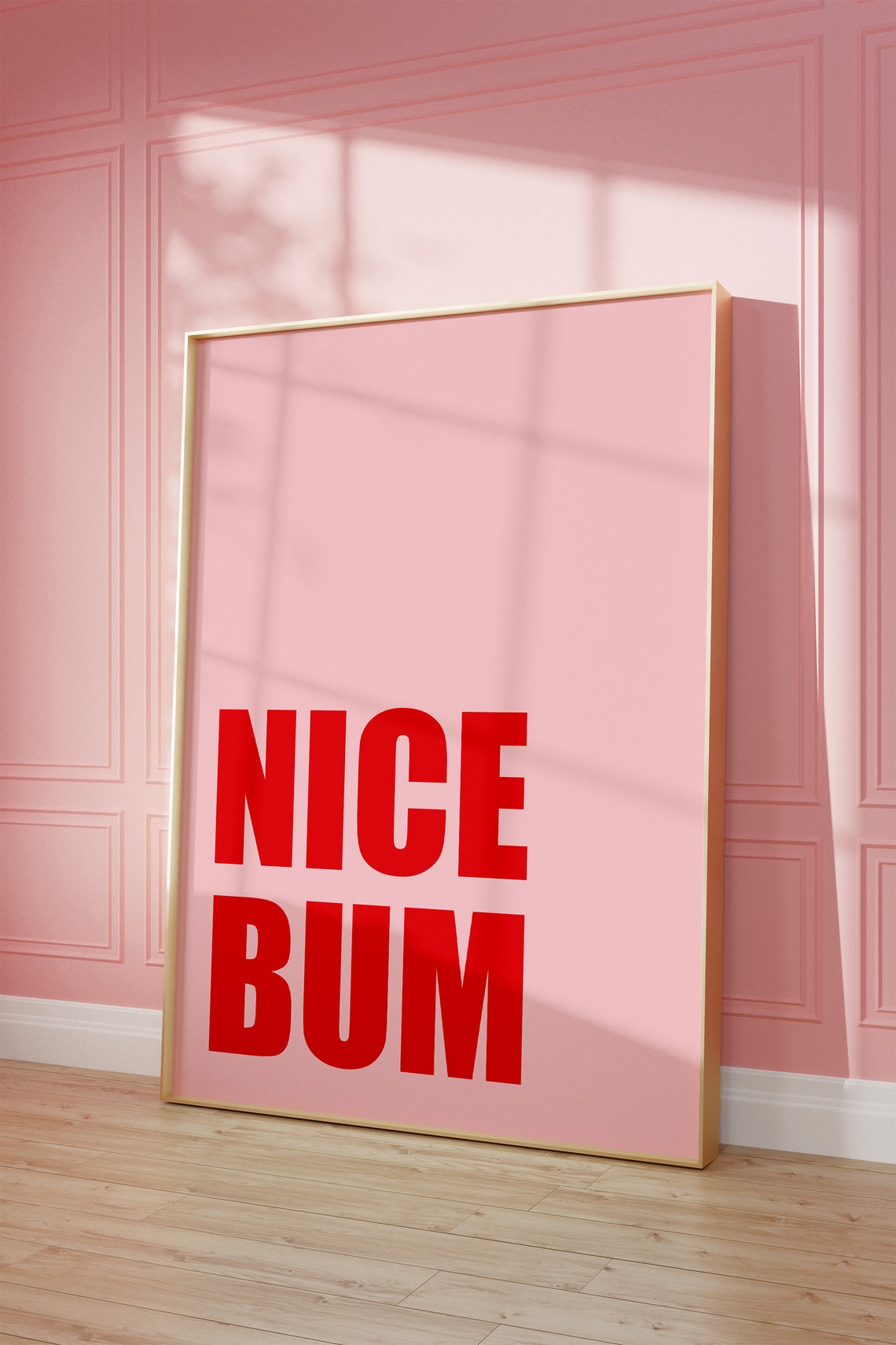 Nice Bum Red Pink Bold Typography Cheeky Funny Bathroom Humor Poster - Image 5