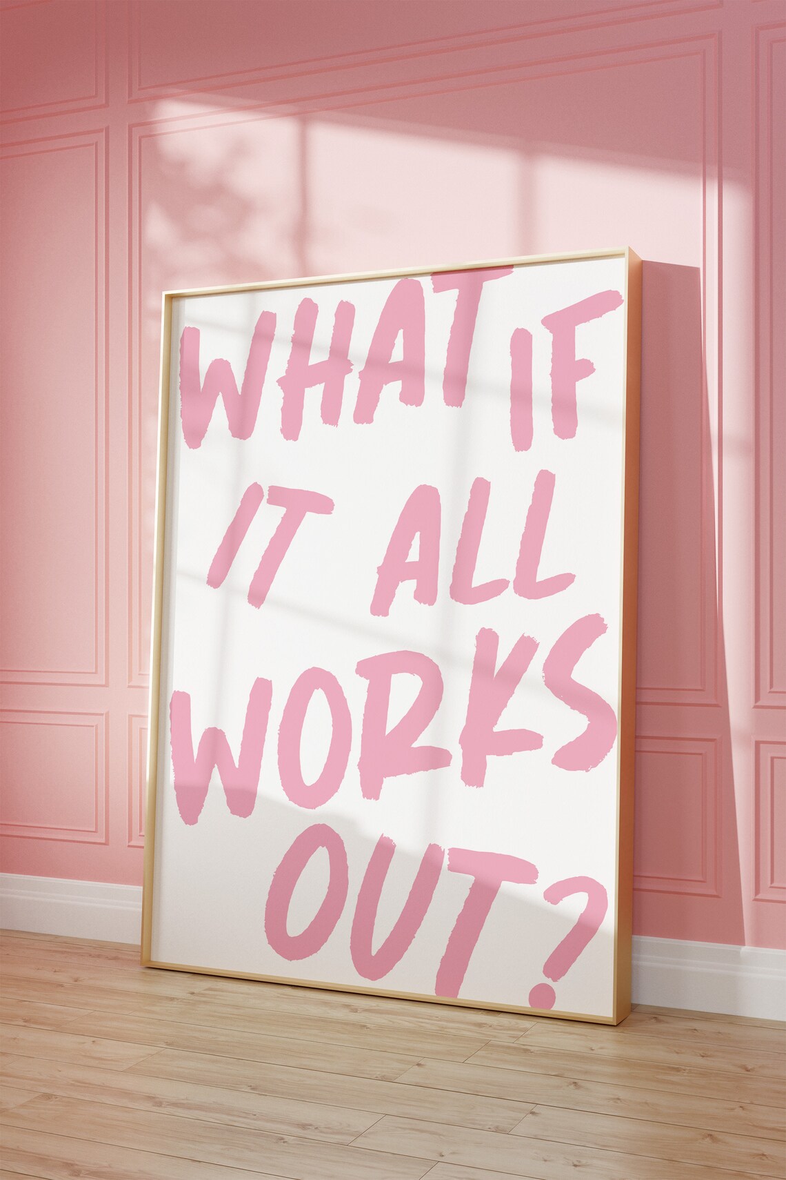 What If It All Works Out Pink Hand Lettered Quote Wall Art Print - Image 2