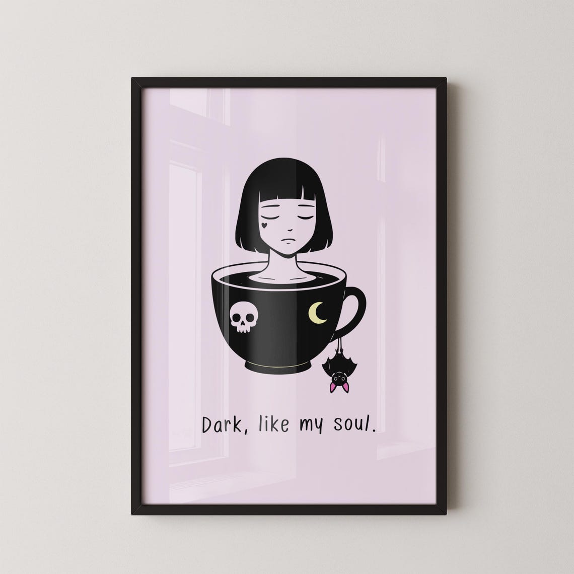 Funny Gothic Coffee Mug Print Dark Like My Soul Retro Minimalist Art