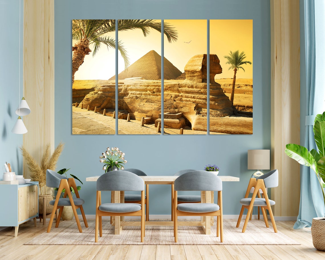 Sphinx And Pyramid Of Giza Egypt Sunset Desert Golden View Poster - Image 3