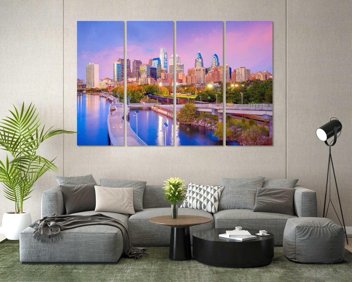 Philadelphia Downtown Skyline At Sunset Over Schuylkill River Poster - Image 7