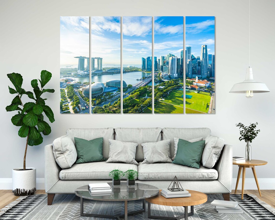 Singapore Skyline Marina Bay Daytime Aerial Cityscape Travel Poster - Image 8