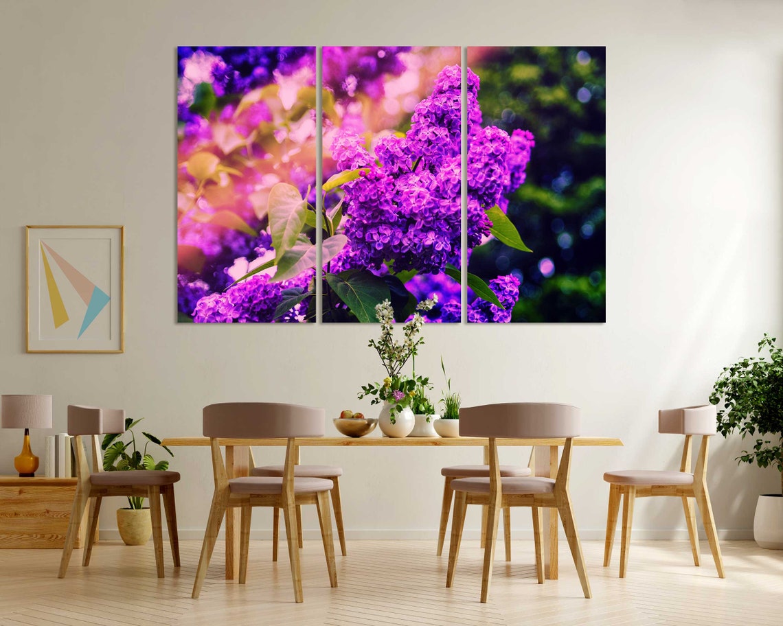 Purple Lilac Blossoms Close Up Spring Flower Garden Wall Art Print