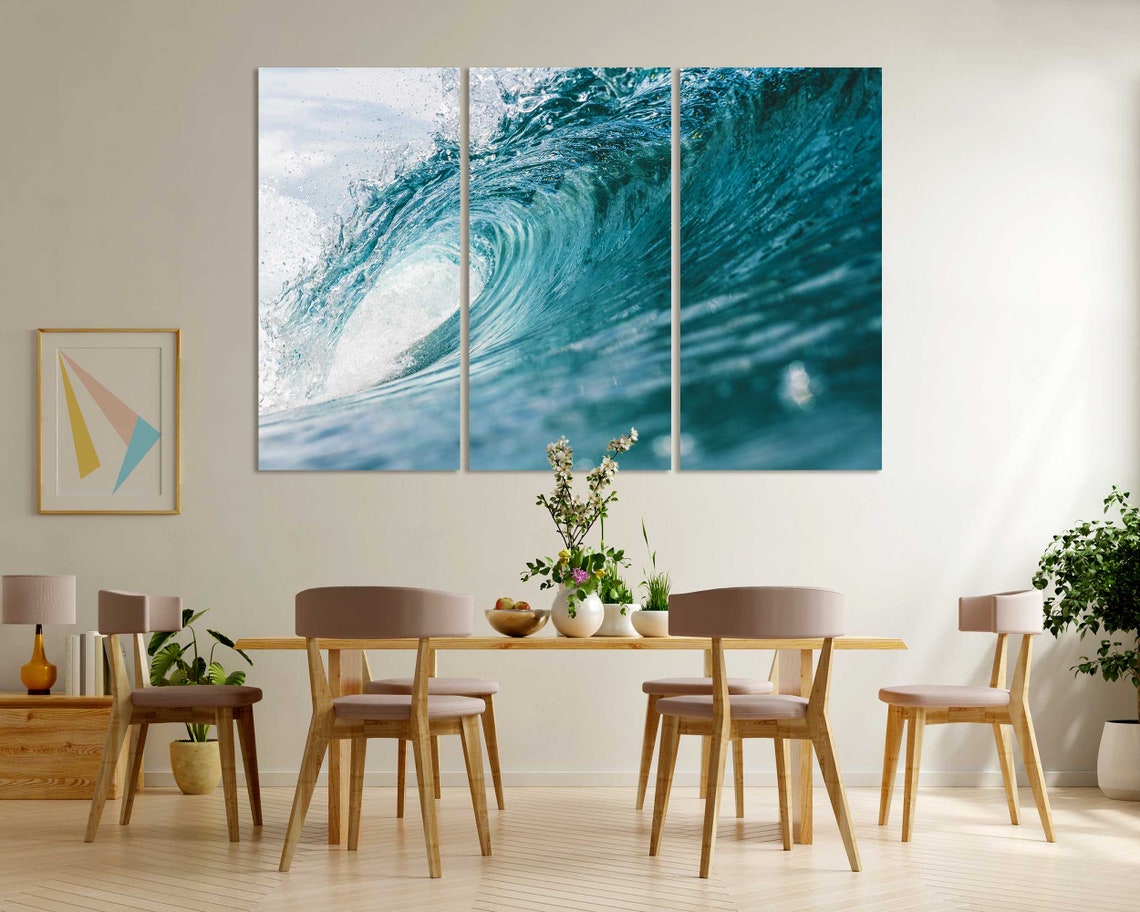 Turquoise Ocean Wave Curling Barrel Surf Seascape Blue Art Poster - Image 8