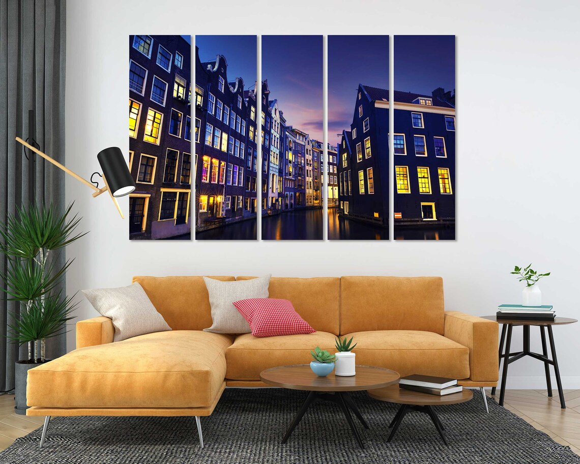 Amsterdam Canal Night City Lights Old Town Houses Travel Poster - Image 4
