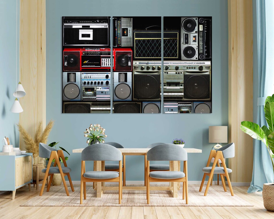 Vintage Boombox Collage Retro Cassette Radios Hip Hop Music Wall Poster - Image 3