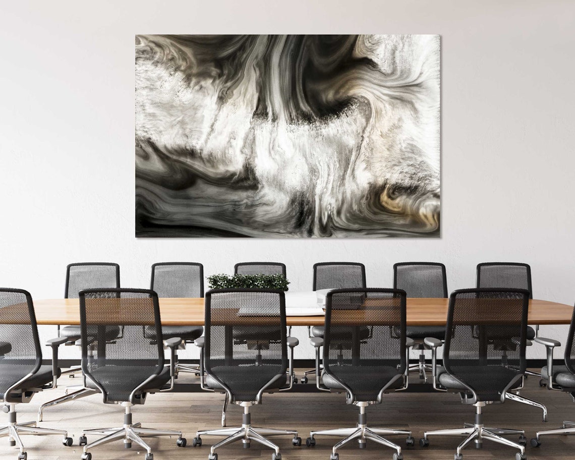 Black And White Marble Swirl Abstract Monochrome Fluid Art Poster - Image 4