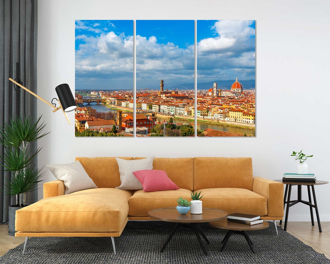 Florence Italy Panorama Arno River Duomo Red Rooftops Sunny Day Poster - Image 6