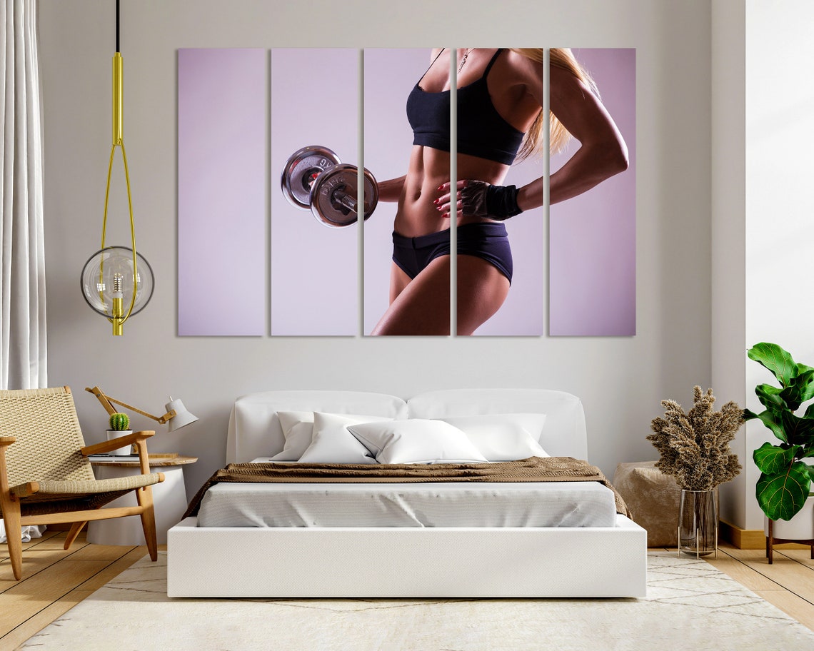 Sport Art With Woman Pictures For Wall Gym Art For Gift Fitness Wall Decor Woman Body Art On Dumbbells Art Print On - Image 6