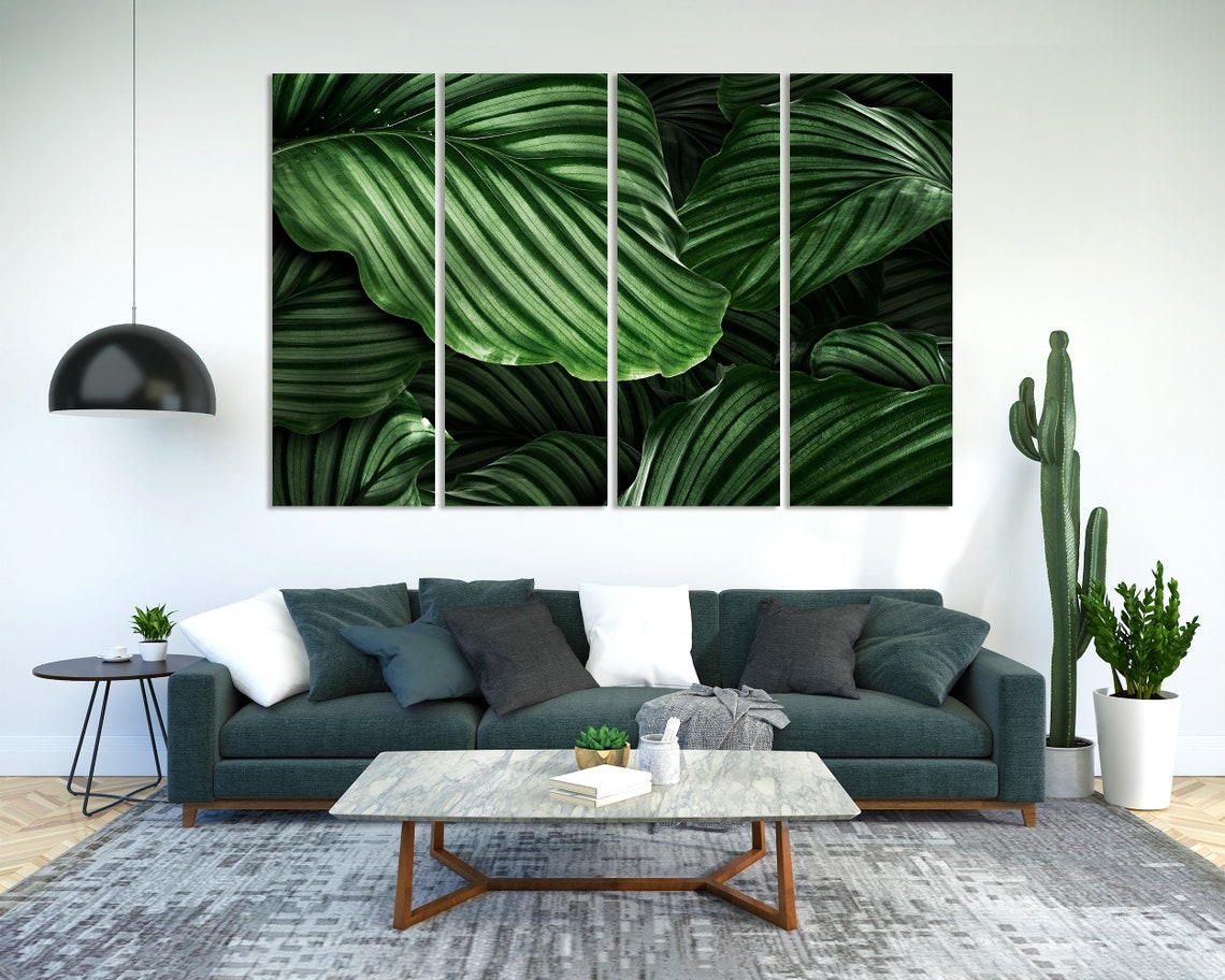 Calathea Striped Green Leaves Close Up Elegant Botanical Art Poster - Image 2