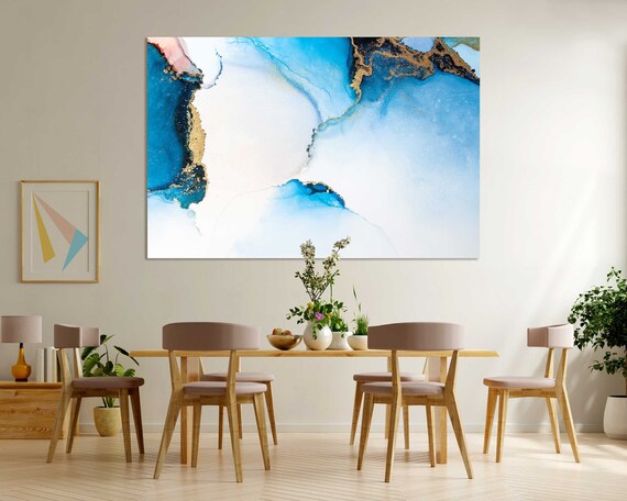 Luxury Abstract Art For Home Blue And Gold Marble Abstract Decor Drawing Abstract Art For Wall Watercolor Art Print On