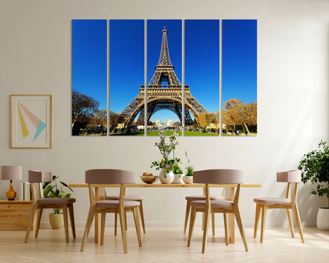 Eiffel Tower Paris Blue Sky Landmark View Autumn Day Travel Poster - Image 6