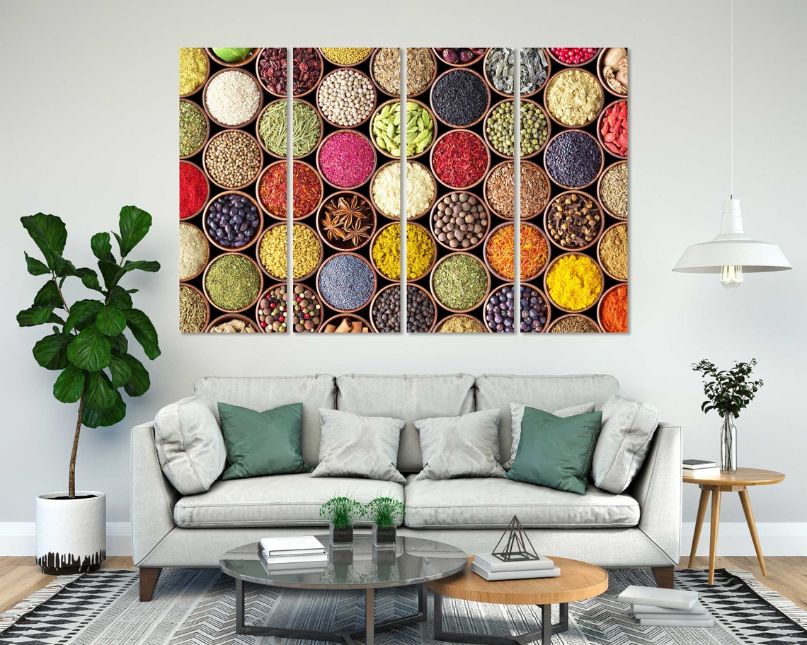Colorful Spices In Wooden Bowls Kitchen Wall Decor Five Panel Poster - Image 7
