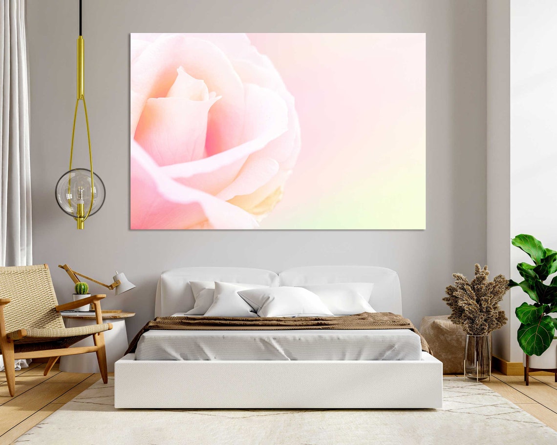 Pink Rose Bloom Soft Petal Close Up Pastel Botanical Wall Poster