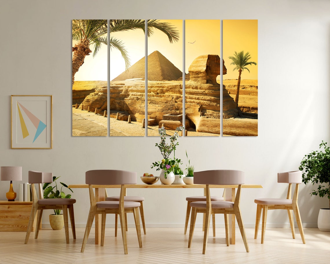 Sphinx And Pyramid Of Giza Egypt Sunset Desert Golden View Poster - Image 6