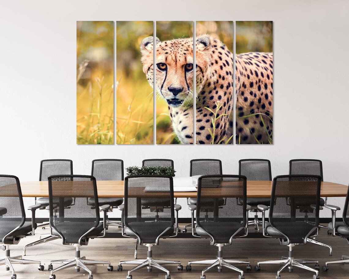 Cheetah Close Up Golden Grass Wild Cat Spotted Safari Animal Portrait Poster - Image 4