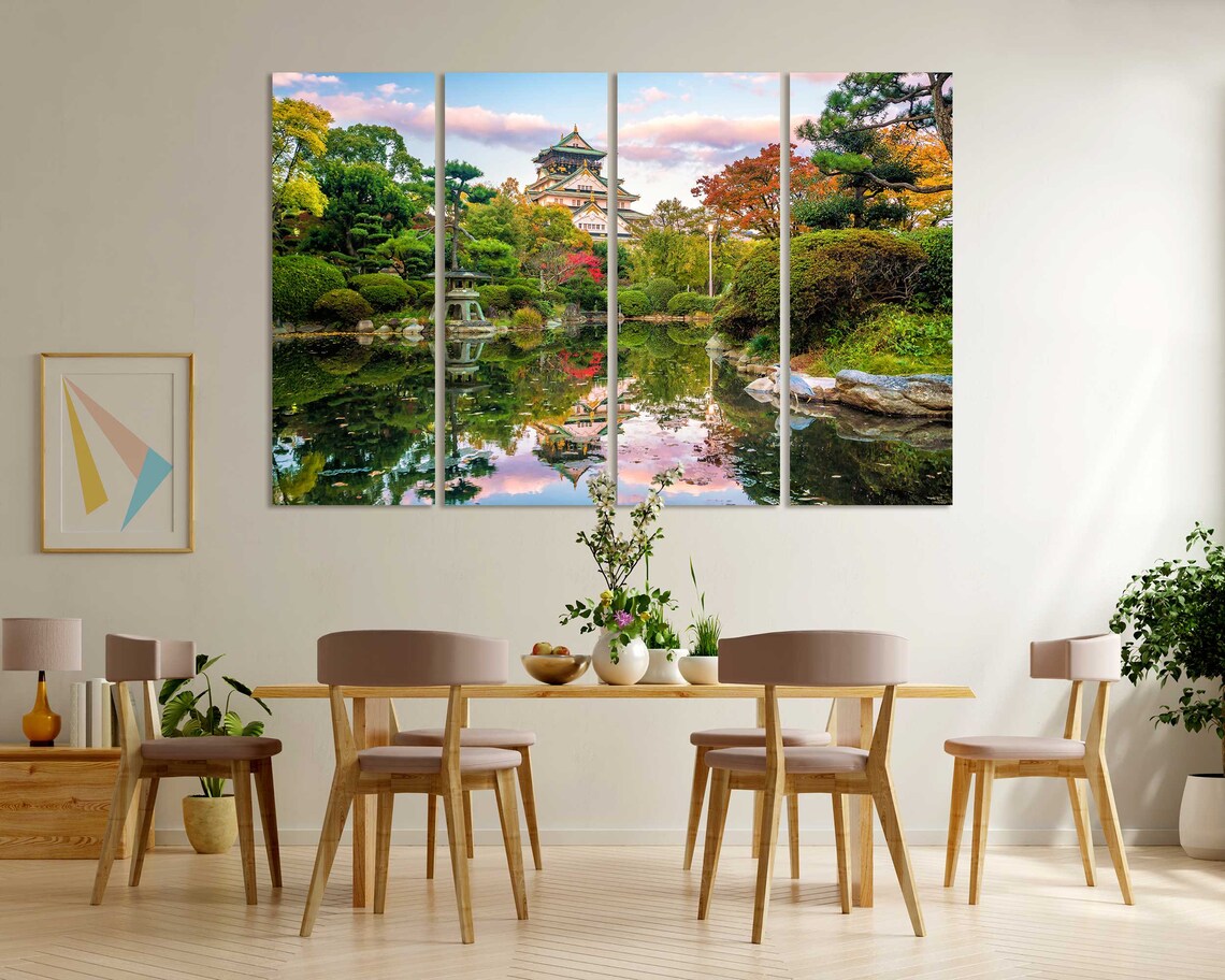 Osaka Castle Japan Autumn Garden Pond Reflection Travel Poster - Image 6