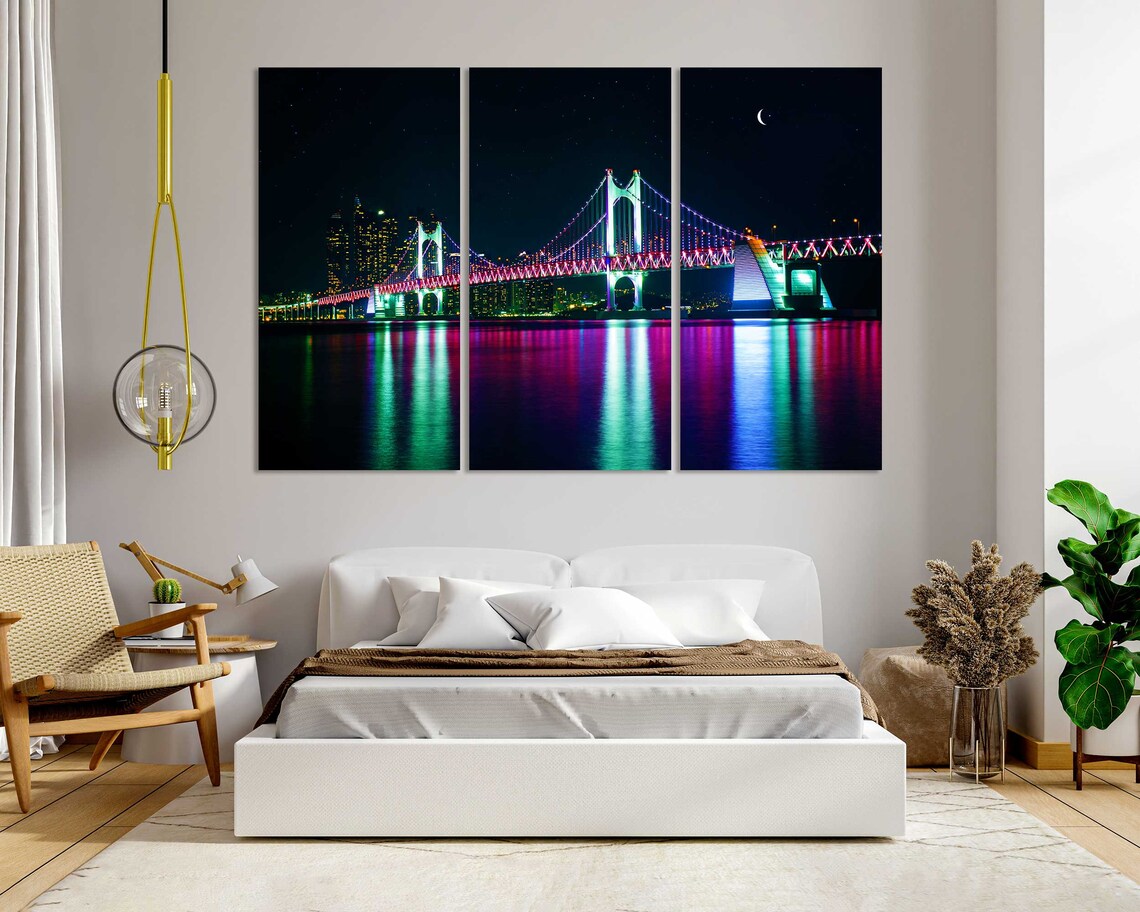 Busan South Korea Gwangan Bridge Rainbow Night Lights Travel Poster - Image 8