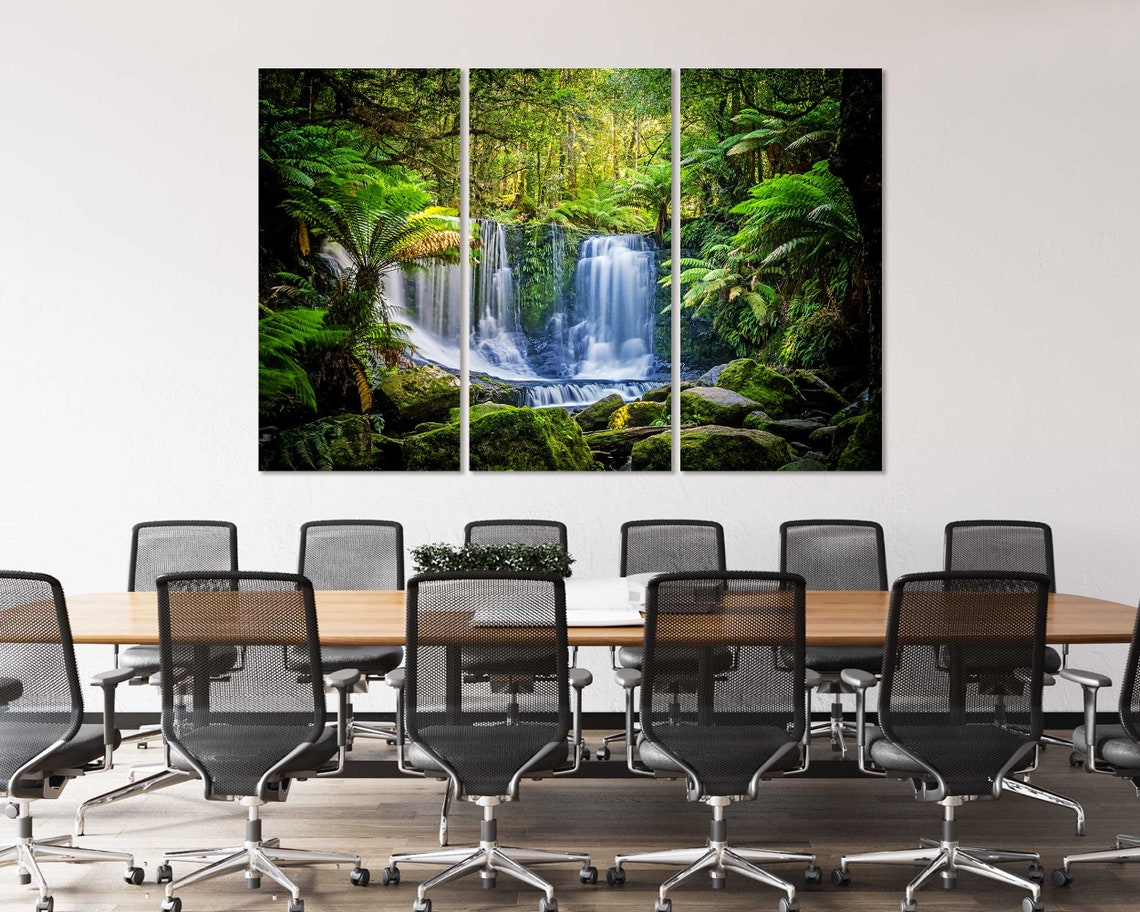 Tasmanian Rainforest Horseshoe Curtain Waterfall Moss Rocks Poster - Image 4