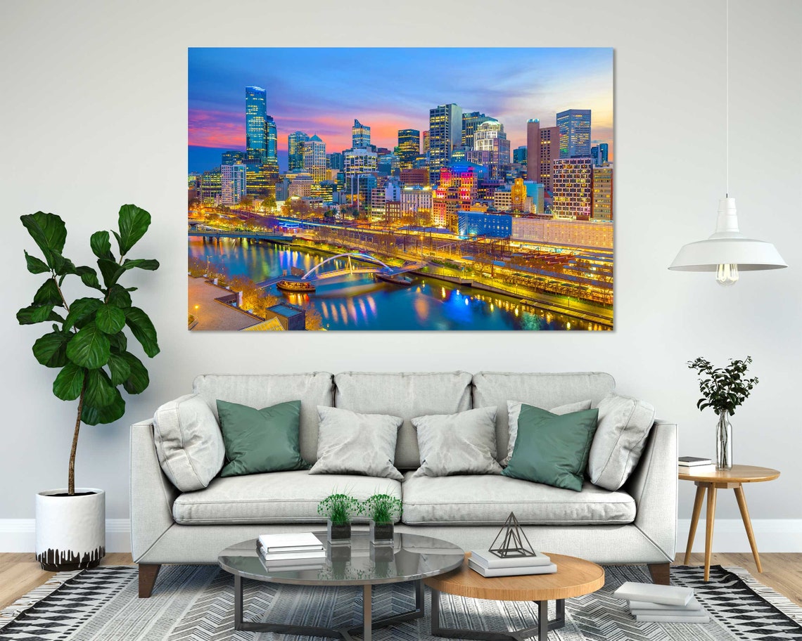 Melbourne Australia Skyline Twilight Yarra River City Lights Poster - Image 8