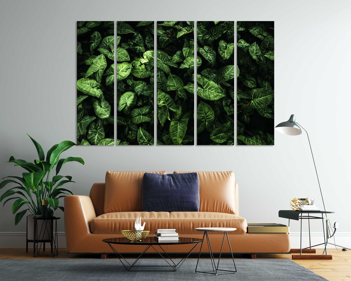 Dark Green Tropical Leaves Lush Foliage Three Panel Nature Poster - Image 7