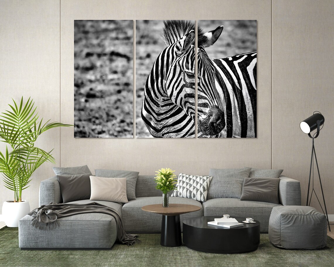 Black White Zebra Portrait Stripes Safari Wildlife Photography Wall Art Poster - Image 2