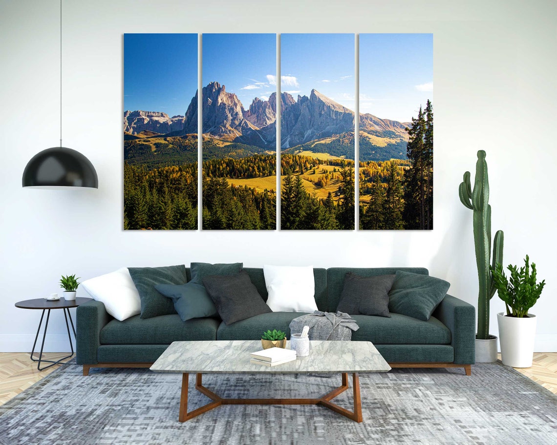 Dolomite Alps Italy Jagged Peaks Autumn Valley Mountain View Poster - Image 2