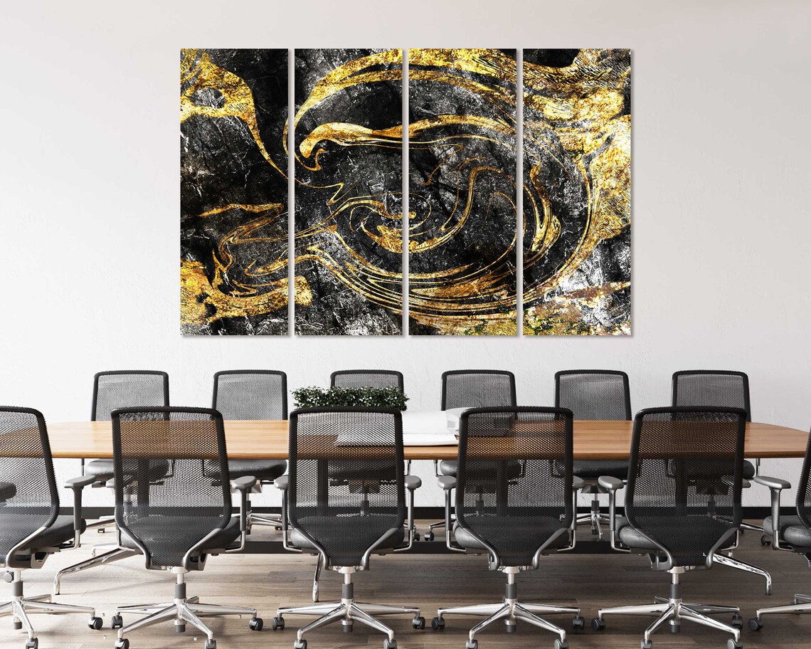 Black Gold Marble Swirl Abstract Luxury Living Room Wall Decor Poster - Image 5