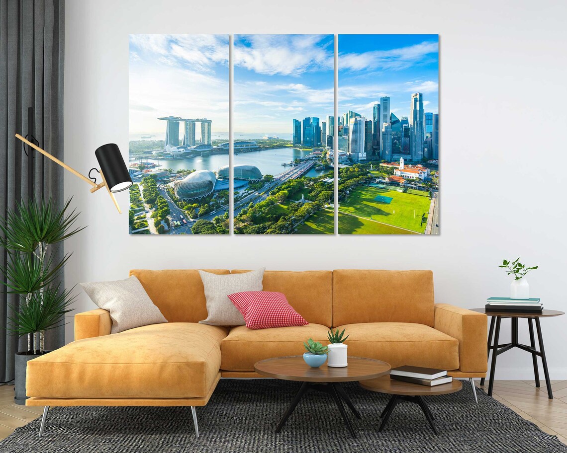 Singapore Skyline Marina Bay Daytime Aerial Cityscape Travel Poster - Image 5
