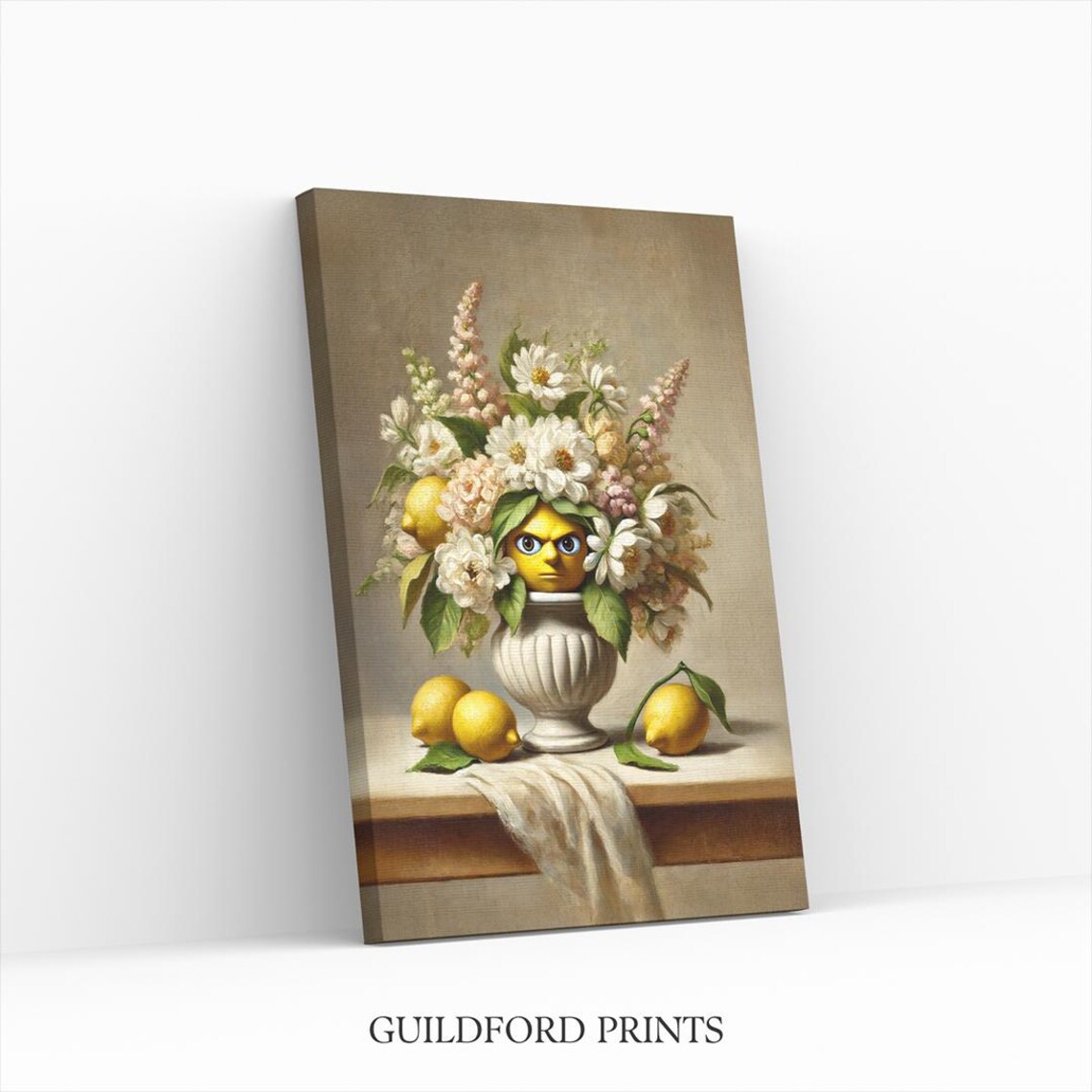 Funny Lemon In Flowers, Whimsical Vintage Print - Image 3
