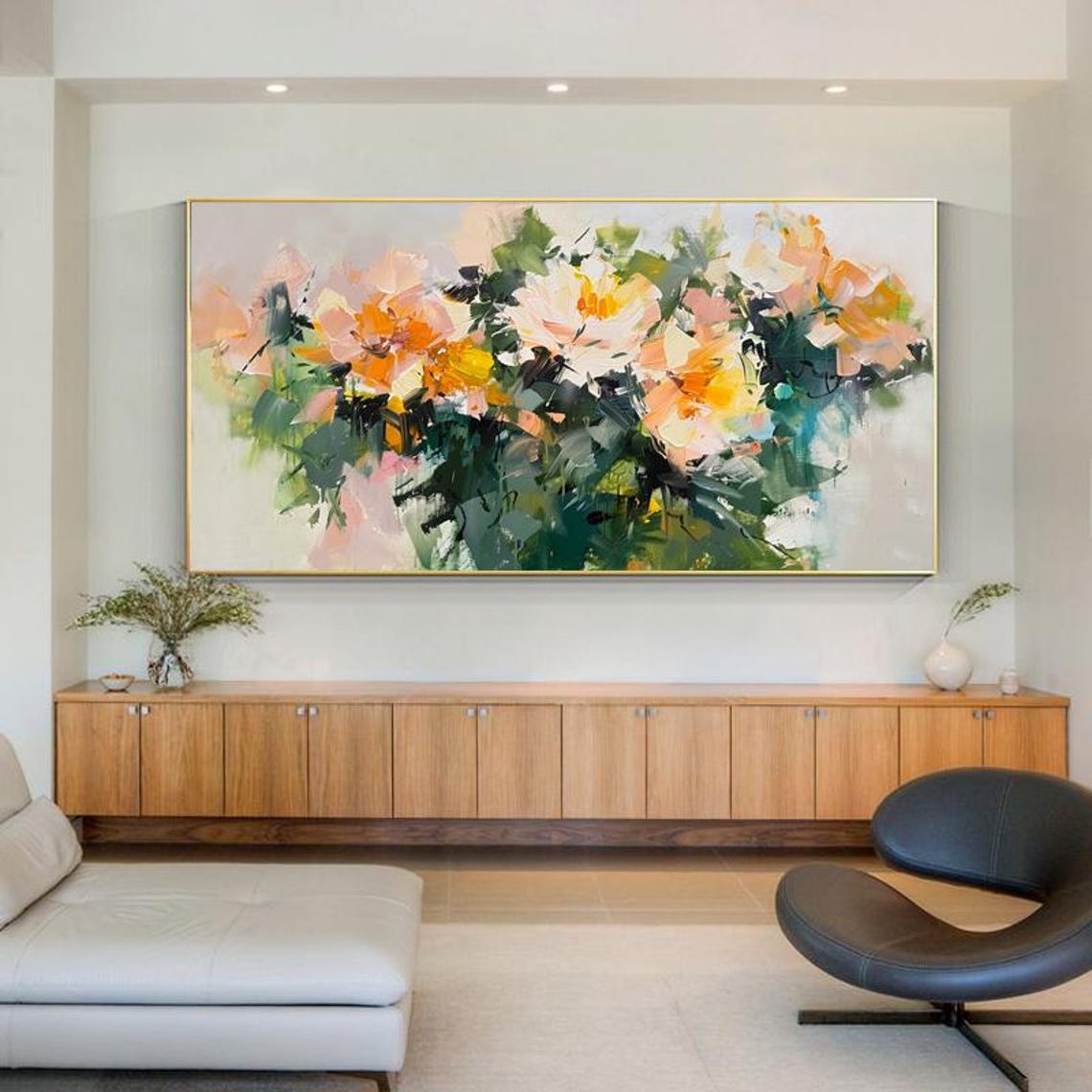 Soft Peach Orange and White Peony Blossoms Floral Artwork Poster - Image 6