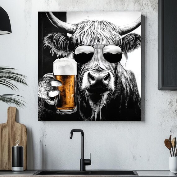 Highland Cow Print, Vintage Rustic Farm Poster