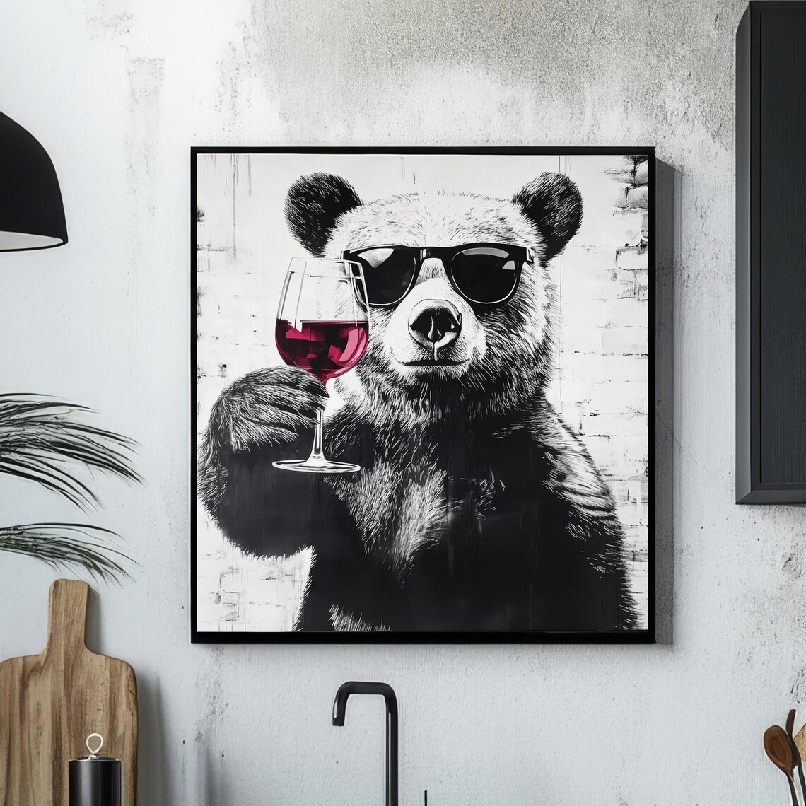 Bear Print, Funny Wine Lover Gift Poster
