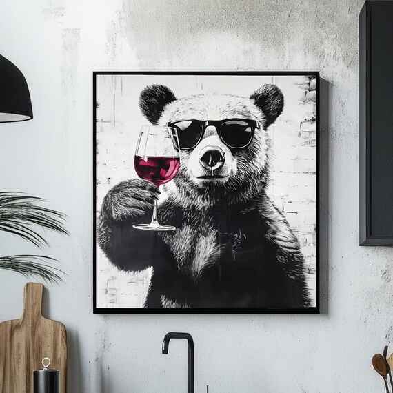 Bear Print, Funny Wine Lover Gift Poster