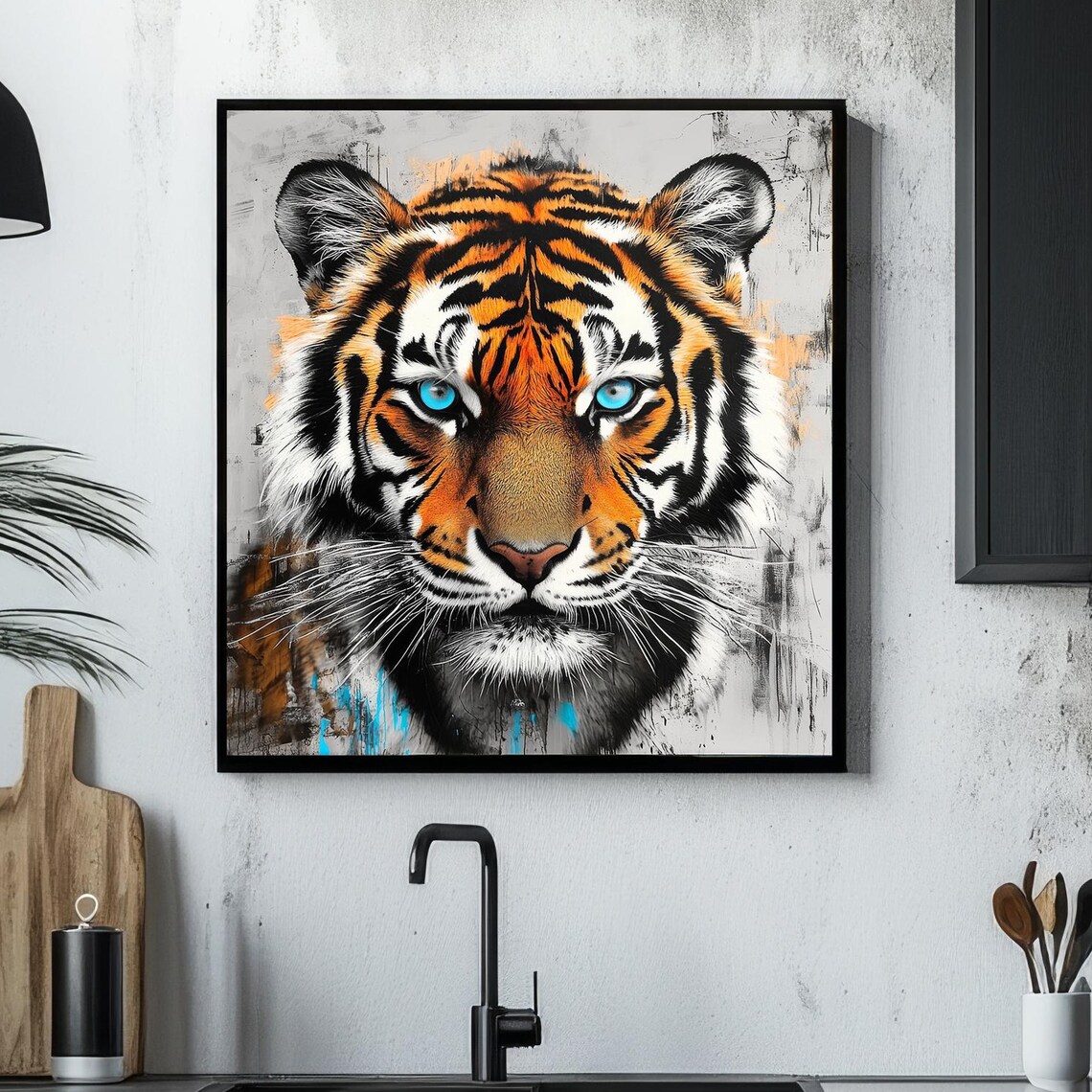 Tiger Blue Eye Abstract Jungle Animal Poster