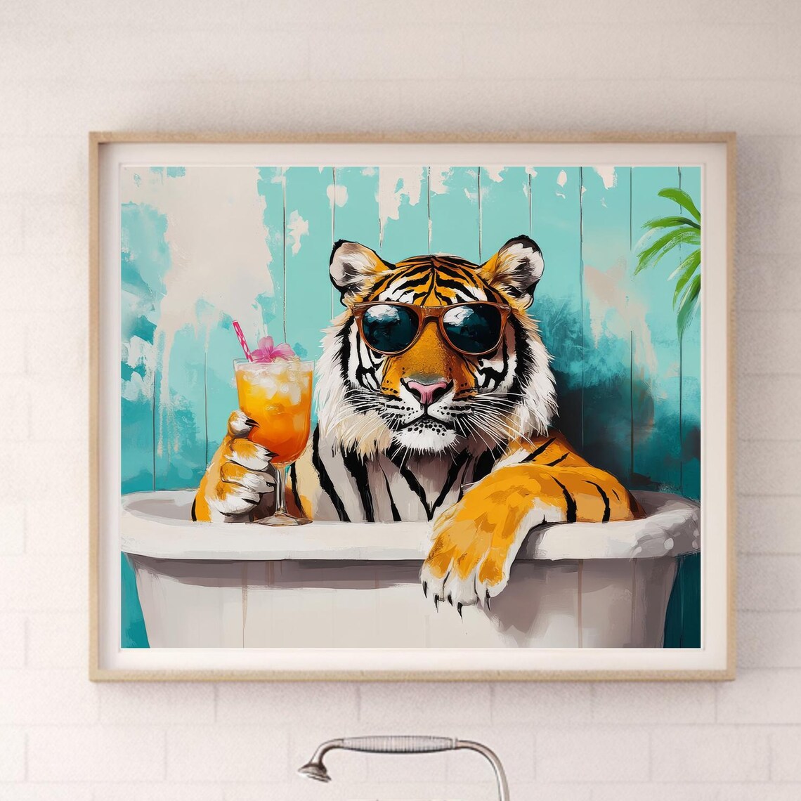 Tiger Print, Funny Bathtub Bathroom Humor Poster